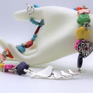 Multi color turquoise flower necklace